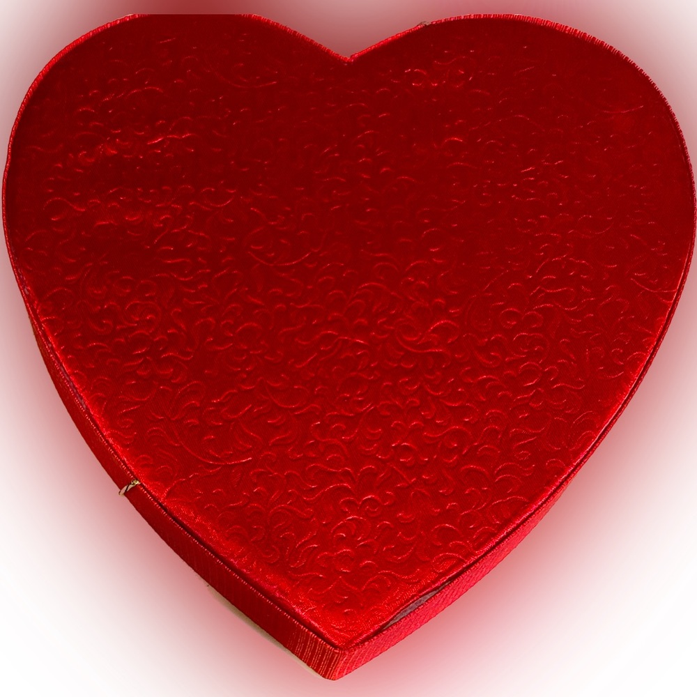 NESTLE TURTLES RED HEART EMBOSSED PADDED VALENTINE CHOCOLATE BOX CONTAINER 10.25